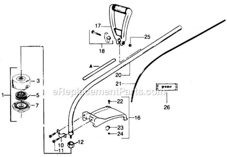 Page B Diagram and Parts List for XR-50A  Weed Eater Trimmer